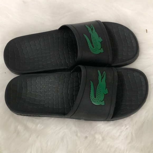 Lacoste Men\'s Black Slides W/ Green Gator Sz. By Measurement main image 6